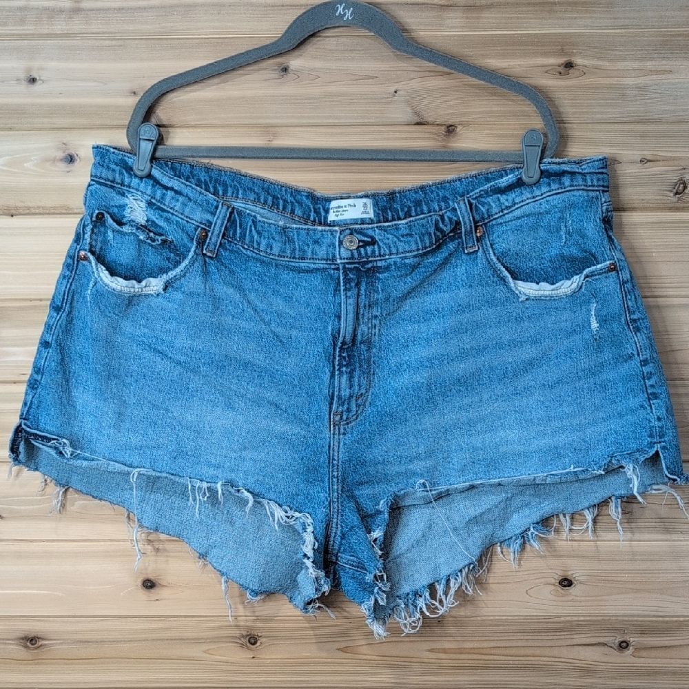 Abercrombie & Fitch Shorts Womens 22 Blue Curve Love Mom Short High Rise‎ 2.5"